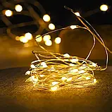 Гирлянда проволока на батарейках та USB 10м 100led теплий білий, фото 4