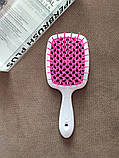 Гребінець для волосся Superbrush Plus Hollow Comb біло-рожева, фото 2