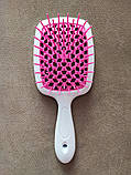 Гребінець для волосся Superbrush Plus Hollow Comb біло-рожева, фото 3