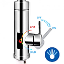 Проточний водонагрівач 3000 Вт із хром. пластику та дисплеєм температури RX-016/Водонагрівальний кран, фото 4