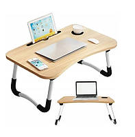 Столик складаний підставка для ноутбука з підсклянником і тримачем телефона або планшета