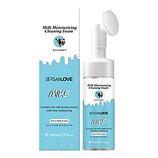 Пінка-мус для вмивання Sersanlove Milk з протеїнами молока зі щіточкою Moisturizing Cleansing Foam 150 мл