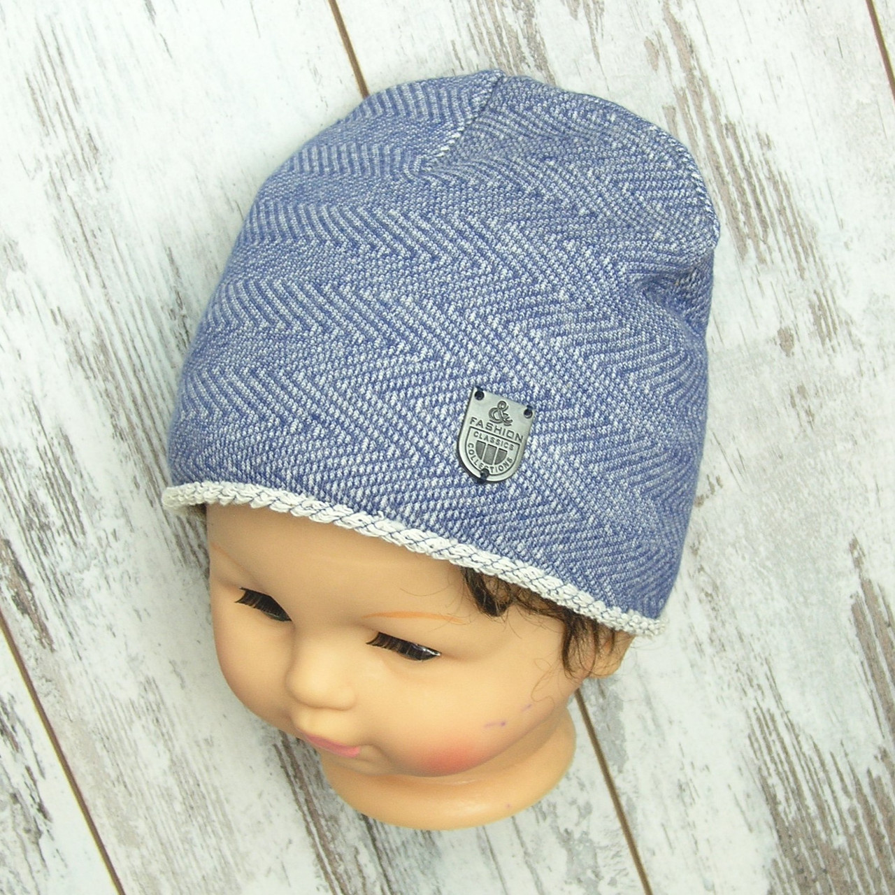 48 9-12 міс одношарова трикотажна осіння весняна шапка для малючка хлопчика на весну осінь 3210 СН, фото 1