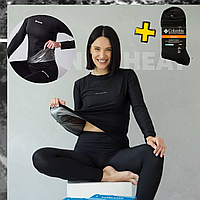 Жіноча термобілизна повсякденна зігрівальна для бігу, термобілизна Columbia omni heat на зиму + Термошкарпетки