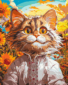 Картина за номерами Котик у вишиванці. Український сюжет 40*50 см Орігамі LW 30070