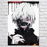 Плакат "Токийский гуль, Кэн Канэки в маске, Tokyo ghoul", 60×43см