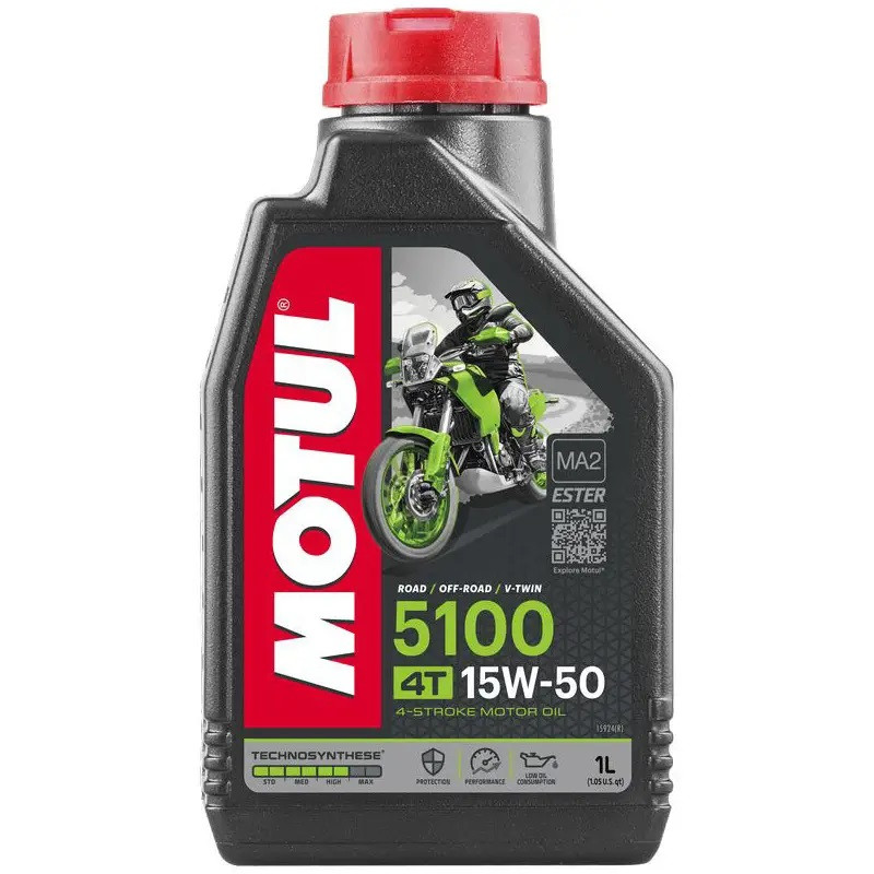 Масло для 4-х тактных двигателей MOTUL 5100 4T SAE 15W50 1 л (836711/104080)