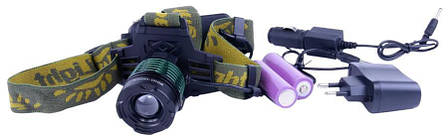 Налобний LED ліхтар RB-101 універсальний на голову акумуляторний Zoom 2x18650, фото 2