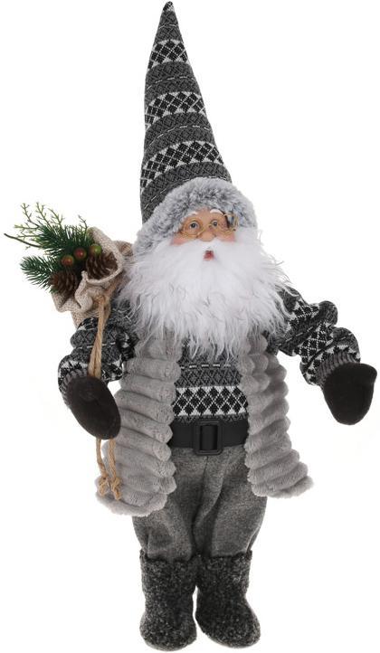 Новорічна фігура "Санта Клаус з мішком Подарунків" 45 см, у сірому HomeDreams