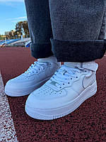 Мужские стильные качественные кроссовки Nike Air Force 1Classic High White Premium , белые