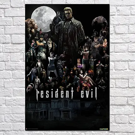 Плакат "Оселя зла, персонажі гри, колаж, Resident Evil", 60×40см, фото 2