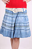 Жіноча, молодіжна, джинсова, спідниця під сонце-кльош 44-46, фото 2