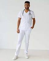 Мужской медицинский костюм Милан белый (размер 46-56)