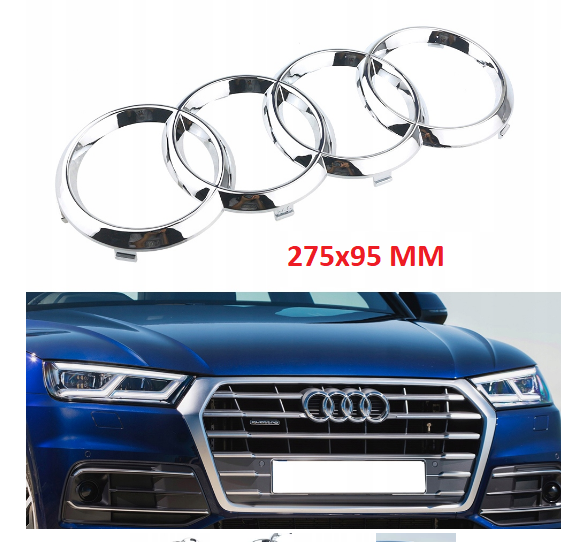 Емблема передня Audi 275*95 мм. Хром.