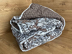 Ковдра двоспальна темна на овчині в тканині бавовна 180*210