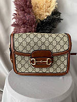 Женская сумочка Gucci, кожаная сумка коричневая через плечо гуччи