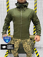 Тактическая осенняя куртка олива SoftShel , мужская куртка олива на осень армейская куртка хаки