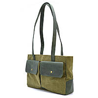 Женская сумка тоут из канвас и кожи TARWA REH-3930-3md с передними карманами Отличное качество