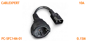 Перехідник живлення для ДБЖ C14 - Shuko Cablexpert PC-SFC14M-01 10A каб.0.15м чорний новий