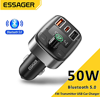 Автомобільний зарядний пристрій Essager з FM-трансмітером 12/24V Essager 50W Bluetooth USB-A/USB-C