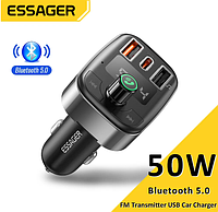 Автомобильное зарядное устройство Essager с FM-трансмиттером 12/24V Essager 50W Bluetooth USB-A/USB-C