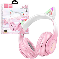 Бездротові навушники з котячими вушками Hoco W42 Cat Ears Wireless Headphones microSD Cherry blossom