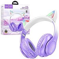 Бездротові навушники з котячими вушками Hoco W42 Cat Ears BT5.3 Wireless Headphones Purple Grape