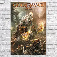 Плакат "Бог войны, Кратос с клинками, God Of War, GoW", 60×40см