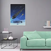Плакат "Еліта, космічний корабель, Federal Corvette, Elite: Dangerous", 60×43см, фото 2