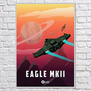 Плакат "Еліта, космічний корабель, Eagle MKⅡ, Elite Dangerous", 60×43см