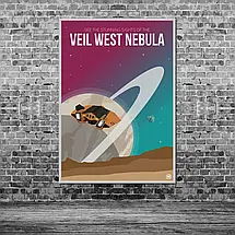 Плакат "Еліта, космічний корабель та туманність, Veil West Nebula, Elite Dangerous", 60×43см, фото 3