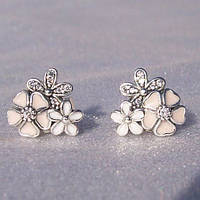 Серьги-гвоздики цветочки, серьги серебро