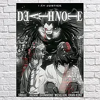 Плакат "Зошит смерті, Кіра, Лайт Ягамі, Рюк, Death Note", 60×43см