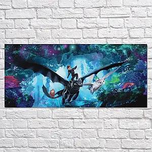 Плакат "Як приборкати дракона 3, Прихований світ, How to Train Your Dragon 3", 27×60см