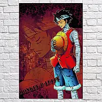 Плакат "Большой куш, Ван-Пис, Манки Д. Луффи, One Piece, Monkey-D-Luffy", 60×40см