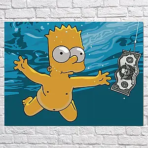 Плакат "Сімпсони, Нірвана, Simpsons, Nirvana, Nevermind", 45×60см