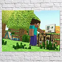 Плакат "Майнкрафт, момент крафта, Minecraft", 43×60см