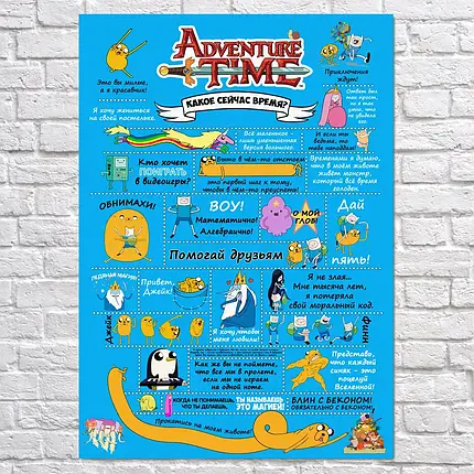 Плакат "Час Пригод, фрази, Adventure Time", 60×43см, фото 2