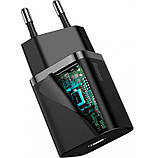 Адаптер мережевий BASEUS CCSUP-B01 Type-C, QC, 3A, чорний, фото 2