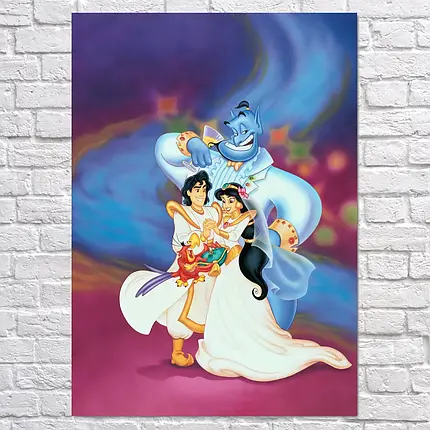 Плакат "Аладдін, Жасмін, Яго та Джин, Aladdin (1992)", 60×43см, фото 2