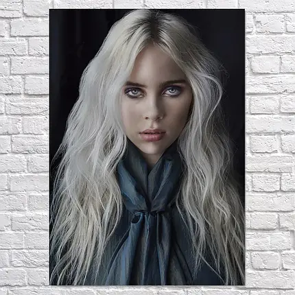 Плакат "Біллі Айліш з довгим волоссям, Billie Eilish", 60×43см, фото 2