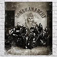 Плакат "Сыны Анархии, стилизация под ретрофото, Sons Of Anarchy, SoA", 60×54см