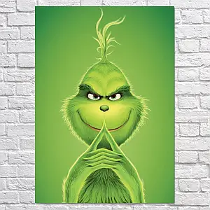 Плакат "Грінч з хитрою посмішкою, Grinch (2018)", 60×43см