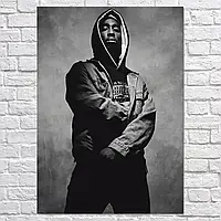 Плакат "Тупак Шакур в куртке с капюшоном, хип-хоп, Tupac Shakur, 2Pac", 60×43см