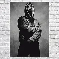Картина на холсте "Тупак Шакур в куртке с капюшоном, хип-хоп, Tupac Shakur, 2Pac", 106×75см