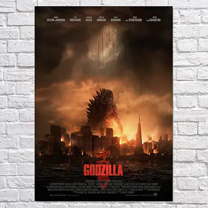 Плакат "Годзілла на фоні міста, Godzilla (2014)", 60×43см, фото 2