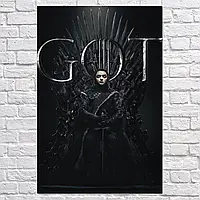 Плакат "Ария Старк на Железном Троне, GoT, Game of Thrones", 60×40см
