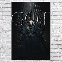 Плакат "Брандон Старк на Железном Троне, GoT, Game of Thrones", 60×40см