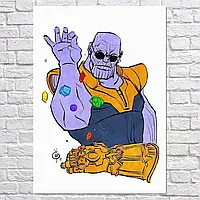 Картина на холсте "Танос солит Перчатку Бесконечности, Salt Bae, Thanos", 60×43см