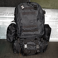 Тактический рюкзак 55 литров черный, армейский военный походный штурмовой универсальный мужской рюкзак ВСУ